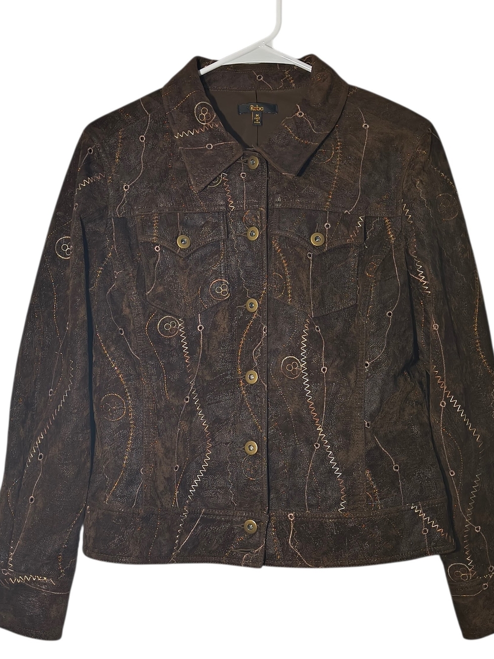 Reba McEntire Y2K Button Faux Suede Western Cowgirl Embroidered Jacket Medium